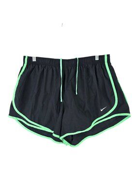 Womens Nike Black & Green Dri-Fit Running Shorts 4" Inseam Built-In Liner 1X